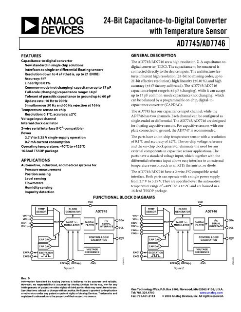 AD7745/AD7746 24-Bit Capacitance-to-Digital ... - Analog Devices