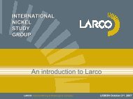 An introduction to Larco - International Nickel Study Group