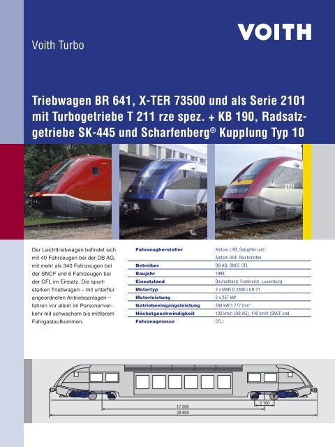 Triebwagen BR 641, X-TER 73500 und als Serie 2101 mit ...