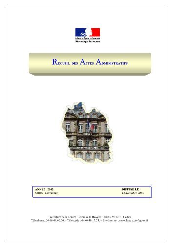 RAA NOVEMBRE 2005.pdf - Préfecture de la Lozère