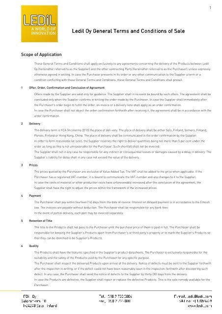 Logistics, Shipping and Terms - Ledil