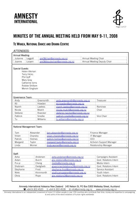 minutes of the annual meeting held from may 9-11, 2008 - Amnesty ...