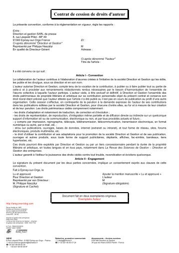 Contrat de cession de droits d'auteur - EDP Sciences