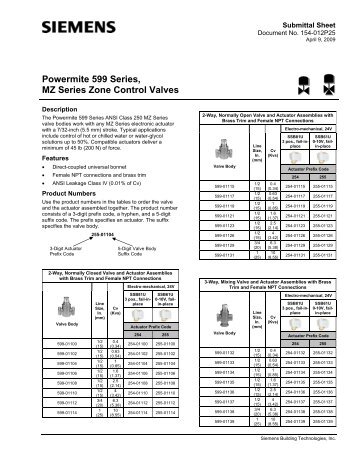 Powermite 599 Series, MZ Series Zone Control Valves