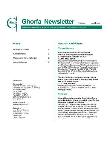 Ghorfa Newsletter