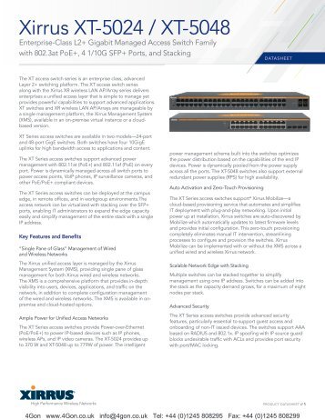 Xirrus XT-5024/XT-5048 Datasheet (PDF) - 4Gon