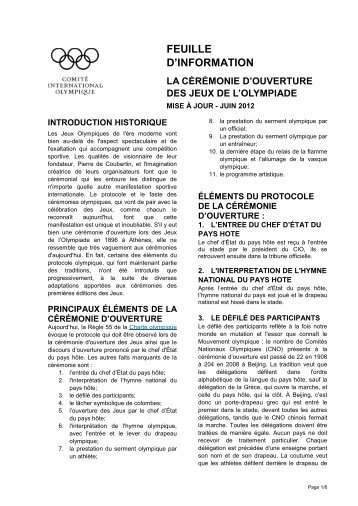 FEUILLE D'INFORMATION - International Olympic Committee