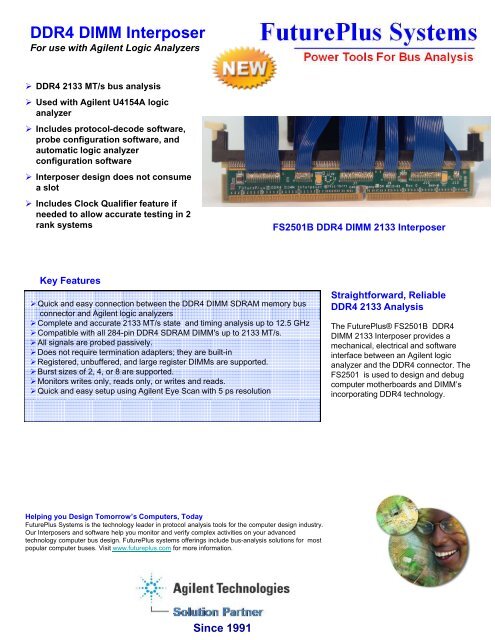 DDR4 DIMM Interposer - FuturePlus Systems