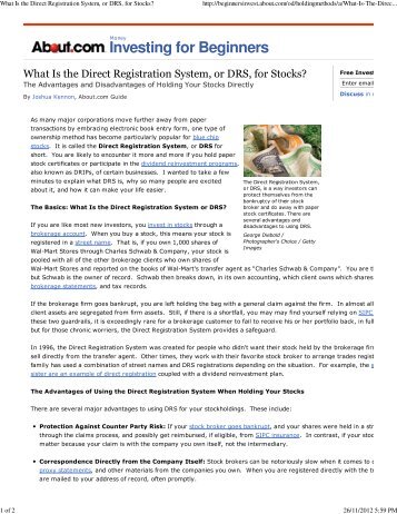 What Is the Direct Registration System, or DRS, for Stocks?