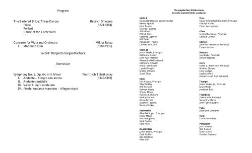 Romantic Masterpieces The Appalachian Philharmonia