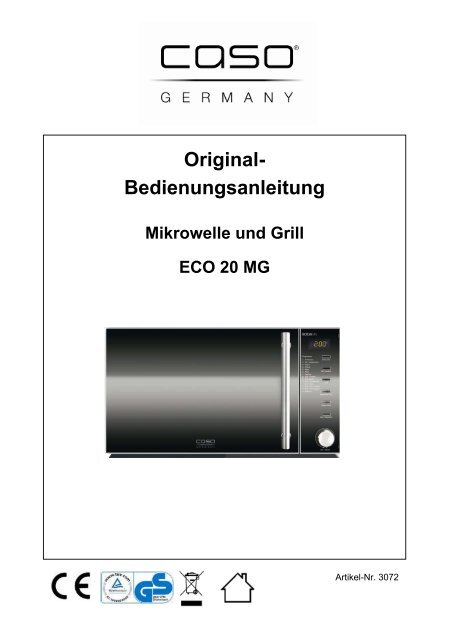 CASO Design MG 20 menu - Four micro-ondes grill - 20 litres - 800