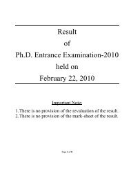 Result of Ph.d. Entrance Examination-2010 held on February 22, 2010