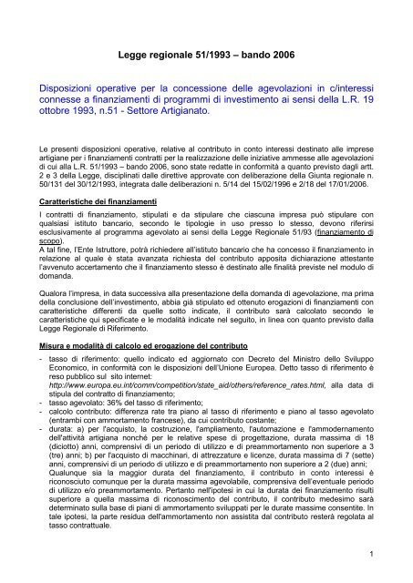 Legge regionale 51/1993 – bando 2006 Disposizioni operative per ...