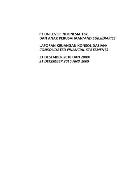 Pt Unilever Indonesia Tbk Dan Anak Perusahaan