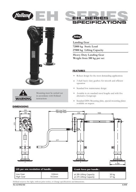 EH SERIES SPECIFICATIONS - saf-holland