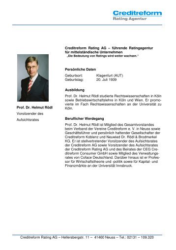 Lebenslauf kurz Dr Munsch - Creditreform Rating AG