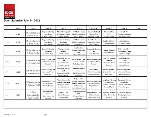 Date: Saturday July 14, 2012 - USRowing