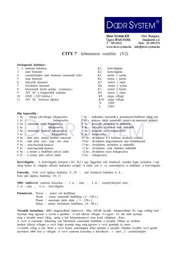 CITY 7 kétmotoros vezérlés (V2) - Door System