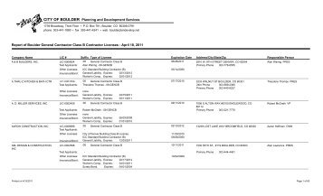 CITY OF BOULDER Planning and Development Services Report of ...