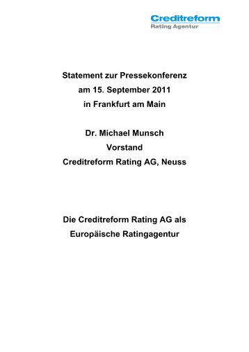 Statement Dr. Michael Munsch - Creditreform Rating AG