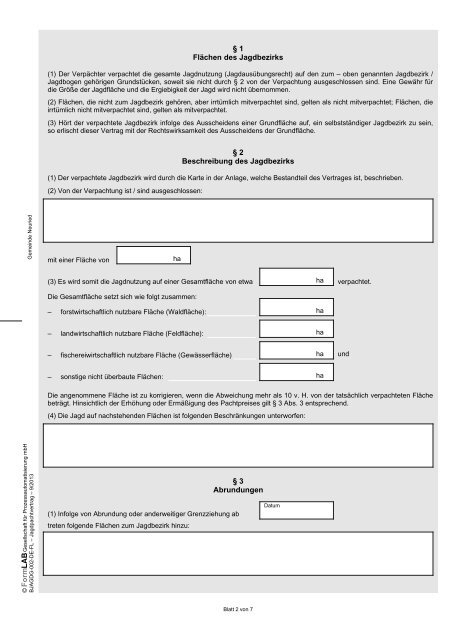 Jagdpachtvertrag über den Gemeinschaftsjagdbezirk ...