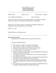 Mock Lesson Plan - Houston Baptist University