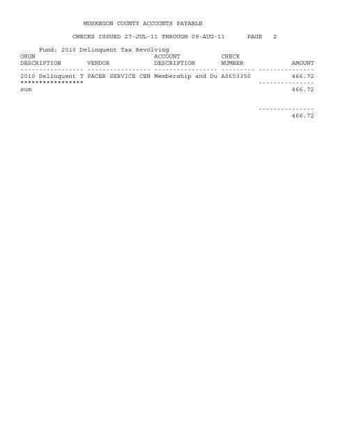 Accounts Payable Covering the Period 7-27-11 ... - Muskegon County