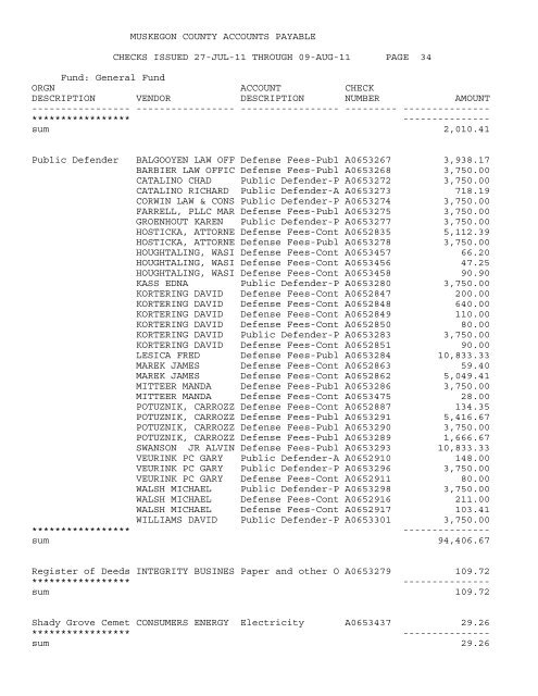 Accounts Payable Covering the Period 7-27-11 ... - Muskegon County