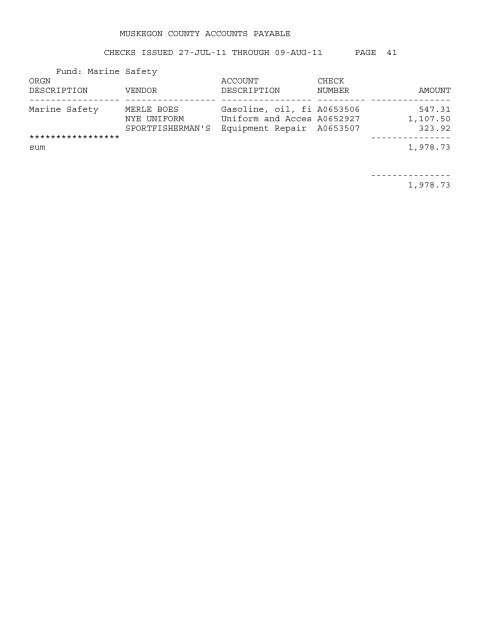 Accounts Payable Covering the Period 7-27-11 ... - Muskegon County