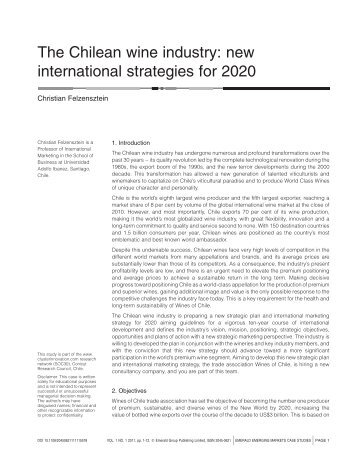 The Chilean wine industry: new international strategies for 2020
