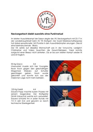 Neckargartach bleibt auswärts ohne Punktverlust - VFL-Neckargartach