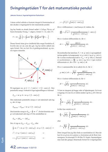 Svingningstiden T for det matematiske pendul - LMFK