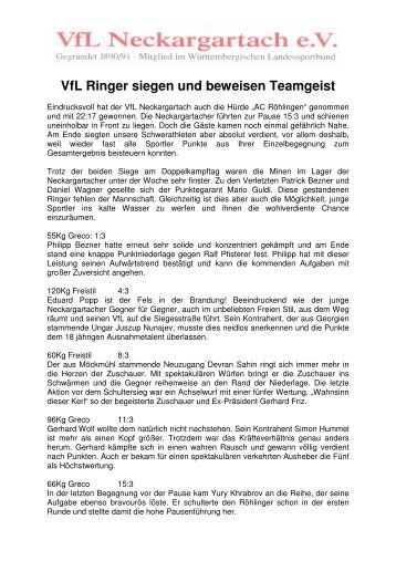 VfL Ringer siegen und beweisen Teamgeist - VFL-Neckargartach