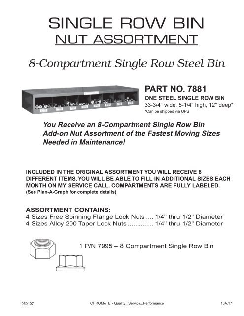 FASTENERS - CHROMATE - Chromate Industrial Corporation