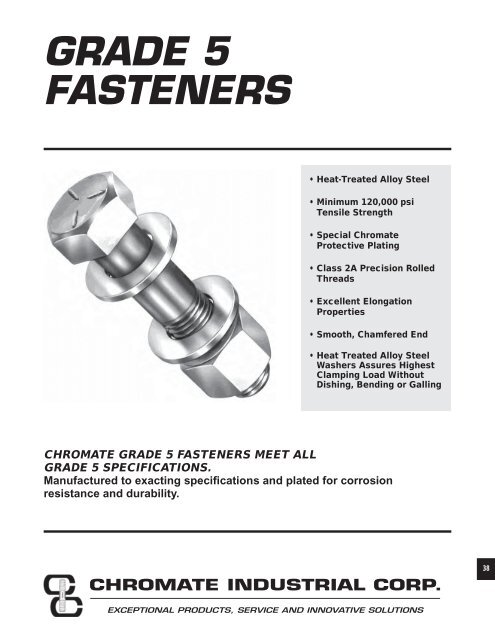 FASTENERS - CHROMATE - Chromate Industrial Corporation