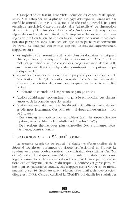 L'Organisation de la prÃ©vention des risques professionnels en France