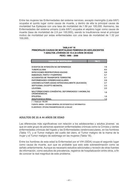 la mortalidad en el peru: 1999-2000 - Bvs.minsa.gob.pe - Ministerio ...