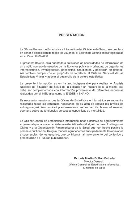 la mortalidad en el peru: 1999-2000 - Bvs.minsa.gob.pe - Ministerio ...