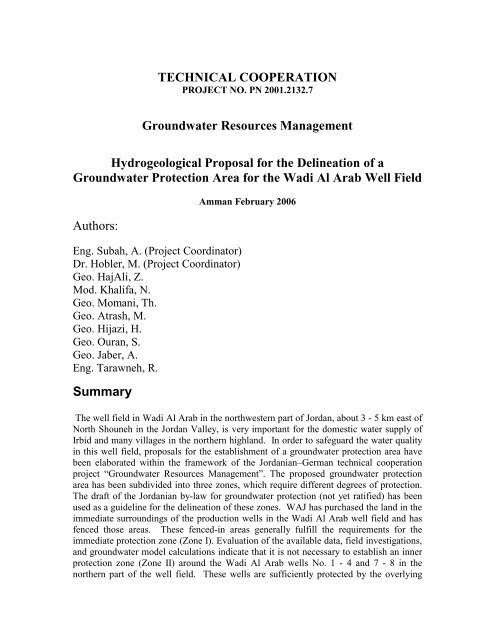 Hydrogeological Proposal for the Delineation of a Groundwater ...