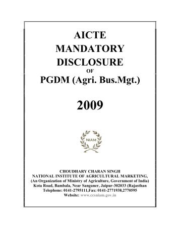 aicte mandatory disclosure of pgdm - NIAM