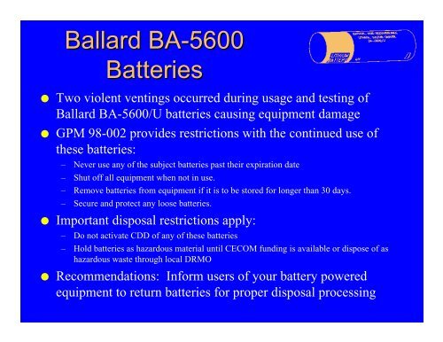 Battery Safety - CECOM