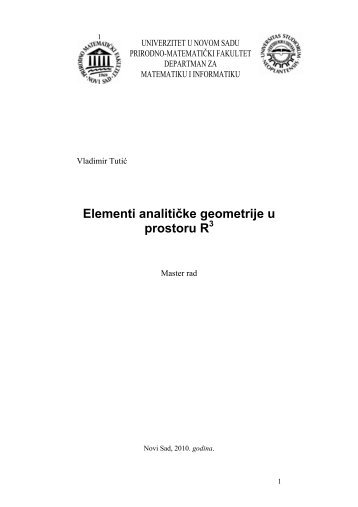 Elementi analitičke geometrije u prostoru R - Dobrodošli na ...