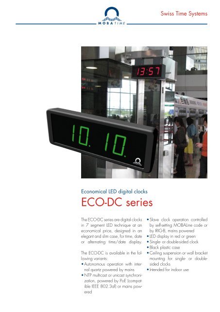 ECO-DC series - MOBATIME Swiss Time Systems