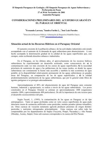 Consideraciones Preliminares del Acuífero Guaraní en el ... - alhsud