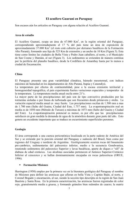 Consideraciones Preliminares del Acuífero Guaraní en el ... - alhsud