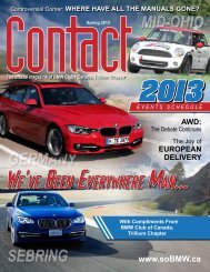 Contact Spring 2013 - BMW Club of Canada, Trillium Chapter