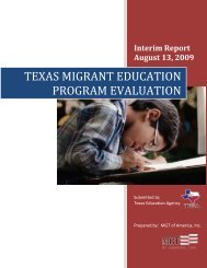texas migrant education program evaluation - TEA - Home School ...