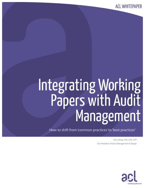 Integrating Working Papers with Audit Management - Acl.com