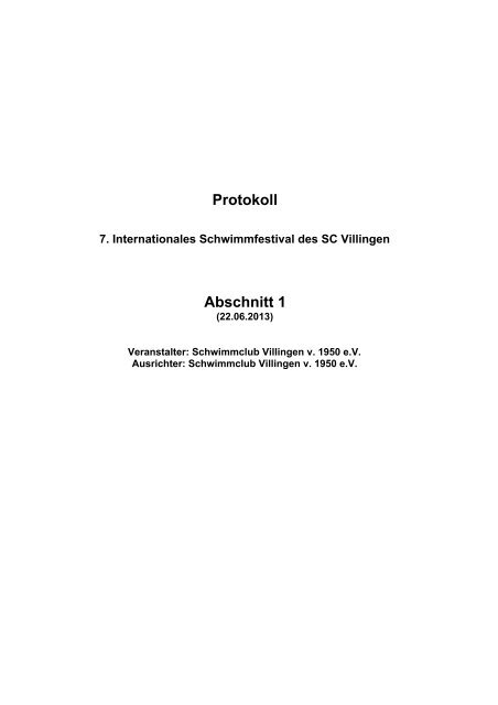 WK-Pro Protokoll - Schwimmclub Villingen von 1950 e.V.