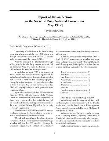 Report of Italian Section to the Socialist Party National Convention ...